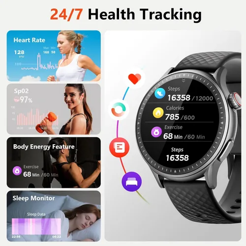 Vista 2 de Reloj inteligente de fitness para hombres y mujeres, 2026 nuevo reloj inteligente para correr, pantalla AMOLED Ultra-HD de 1.46 pulgadas con monitor