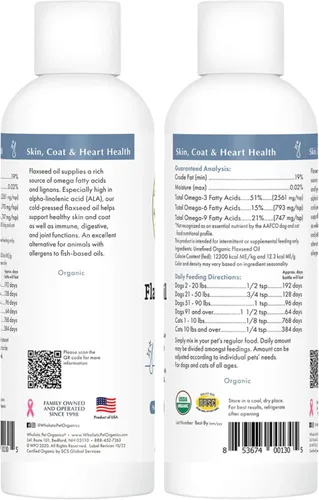 Vista 9 de Wholistic Pet Organics Aceite de linaza para perros y gatos – 16 onzas – Omega 3 para perros y gatos – Suplemento para piel y pelaje de gatos