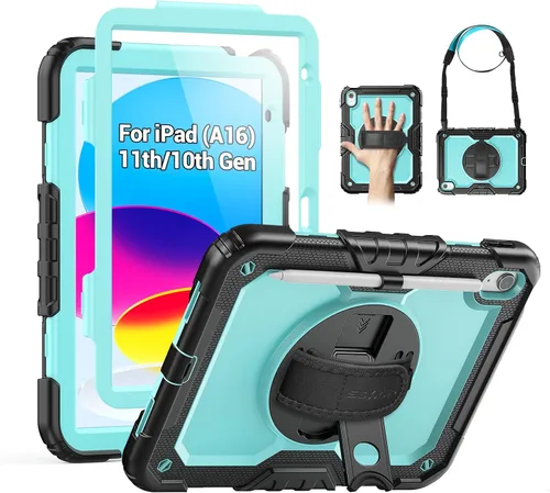 Vista 17 de SEYMAC Funda para iPad Air de 5ª/4ª generación de 10.9 pulgadas, Funda Protectora de Cuerpo Completo Resistente a Golpes con Protector de Pantalla