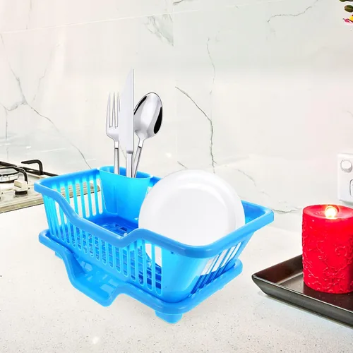 Vista 4 de Cabilock Escurridor de platos, escurridor de cubiertos, 1 juego de escurridor de platos para el hogar, cesta de platos de cocina, bandeja de Azul