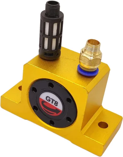 Vista 2 de Paquete de 5 vibradores de turbina neumática de 1/8 pulgadas, vibrador industrial silencioso dorado para tolva dorada con silenciador gratis