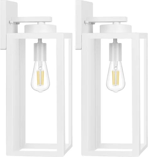 Vista 20 de BesLowe Lámparas de pared para exteriores, faroles de pared impermeables exteriores, apliques de porche marrones con casquillos E26, luces