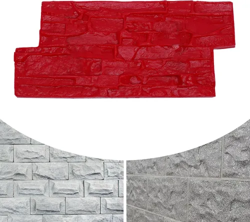 Vista 6 de Sellos de hormigón de poliuretano grande Esteras de textura de piedra Herramienta de estampado Impresión de cemento rojo (15.7 * 7.9 in)