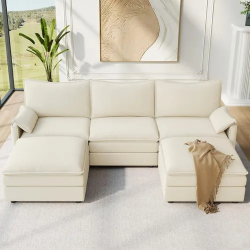Vista 65 de Vesgantti Sofá modular de 108 pulgadas, cómodo sofá de nube con asiento profundo otomano movible, sofá modular en forma de L, sofás seccionales
