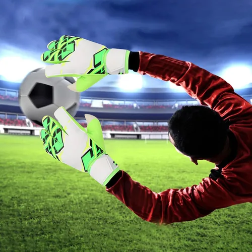 Vista 3 de Guantes de portero de fútbol de alto rendimiento Palma gruesa de poliuretano con protector de dedo Guantes de portero de fútbol