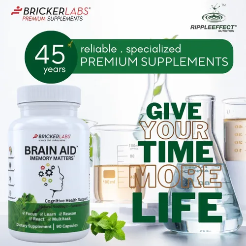 Vista 8 de Bricker Labs Brain Aid Memory Matters - Suplemento cerebral nootrópico con extracto de menta verde Neumentix, apoya la memoria, el enfoque