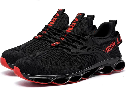 Vista 7 de LARNMERN Zapatos de punta de acero para hombres y mujeres, cómodos tenis de seguridad transpirables, zapatos de trabajo indestructibles