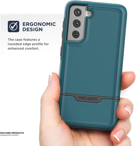 Vista 7 de Encased Rebel Series - Funda protectora resistente con clip para cinturón (2021) diseñada para Samsung Galaxy S21 Plus - Azul