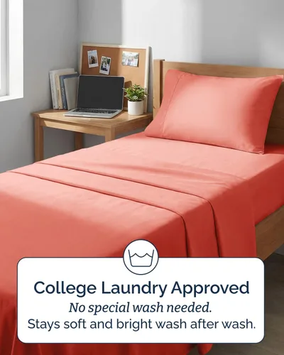 Vista 372 de Extra Deep Twin XL Sheet Set - 3 Piece College Dorm Room - White 01-Blanco
