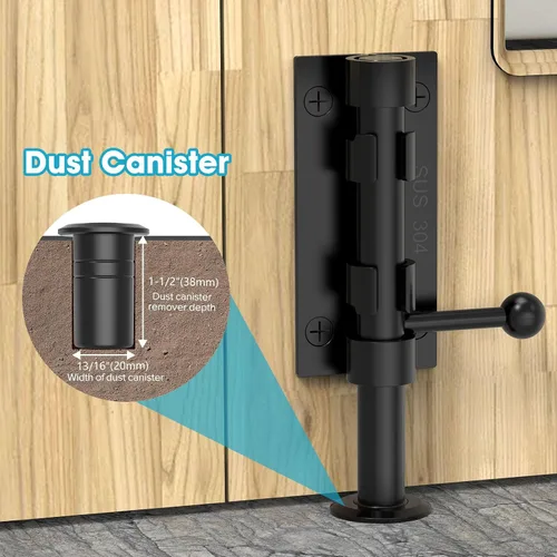 Vista 3 de Cierre de puerta de perno deslizante, hardware de pestillo de perno de barril, cerradura de 16 cm de acero inoxidable 304 resistente y sólida
