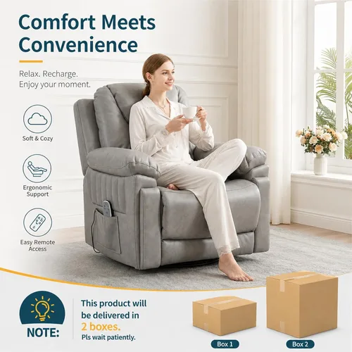 Vista 9 de Silla reclinable mecedora eléctrica automática con 3 velocidades Gris