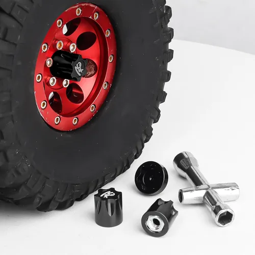 Vista 5 de Hobbypark Adaptador de tapa central de llanta de automóvil RC de aluminio para 1/10 RC Crawler Traxxas TRX4 Axial SCX10 90046 D90 Redcat Gen7 (negro)