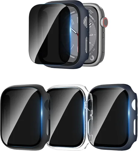 Vista 9 de 3 Pack Case for Apple Watch Series 12 42mm with Privacy Screen Protector Negro/Negro/Negro