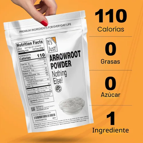 Vista 6 de It's Just - Polvo de Raíz de Flecha, 8oz (226g), Espesante Natural, Sin Gluten, Sin Lácteos, Sin OGM, Sustituto de Maicena