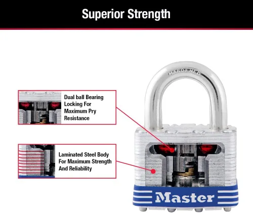 Vista 5 de Master Lock 3008D - Candado para exteriores con llave, paquete de 4 unidades, color plateado de 1-12 pulgadas