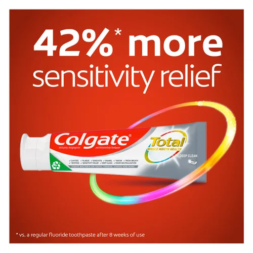 Vista 10 de Colgate Total Whitening + Fresh Boost - Gel de pasta de dientes, 10 beneficios, sin compensaciones, ayuda a combatir las bacterias, refresca