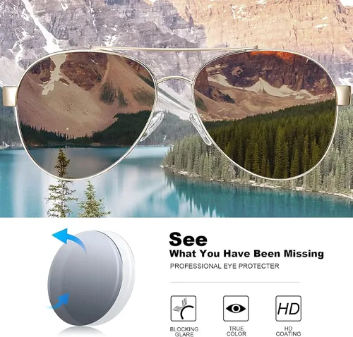 Vista 2 de AVAWAY Gafas de sol polarizadas aviador para mujeres y hombres protección UV400 ligera conducción pesca al aire libre deportes gafas de sol 1