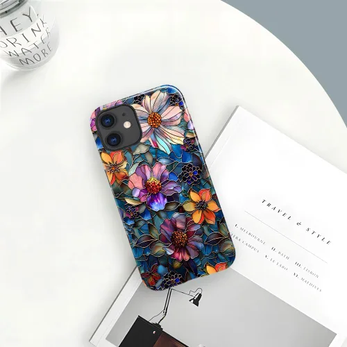 Vista 4 de Funda TnXee Compatible con iPhone 11, Funda Híbrida de 2 Capas de Prevención de Caídas con Arte Floral Colorido para Niñas y Niños