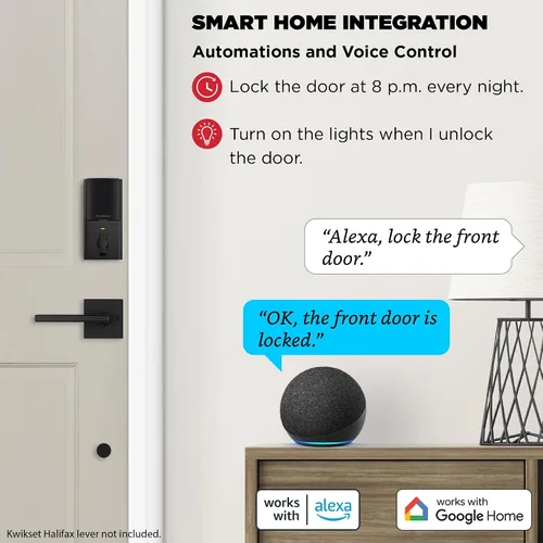 Vista 4 de Kwikset Halo Touch bloqueo inteligente con huella dactilar y WiFi, cerradura de puerta sin llave, desbloqueo automático por geolocalización