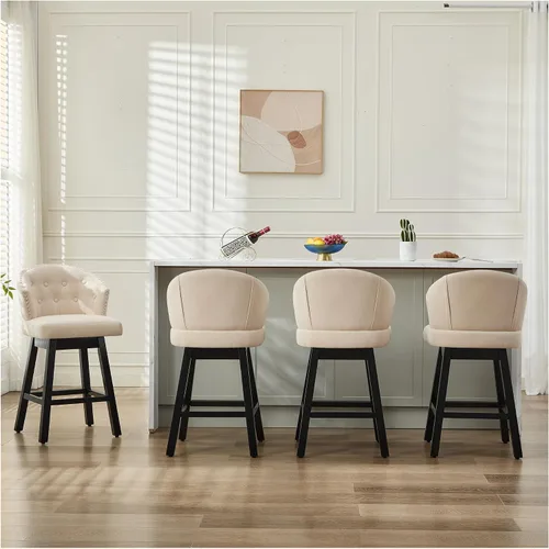 Vista 23 de Juego de 2 taburetes de bar giratorios de 29 pulgadas, taburetes de bar tapizados con respaldo, sillas modernas de altura de mostrador para isla