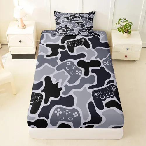 Vista 14 de Erosebridal Camouflage Sheets for Boys Girls Game Console Fitted Sheet,3D Gamer Controller Kids Bedding Sets Army Camo Bed Sets Twin 2 Piece Army