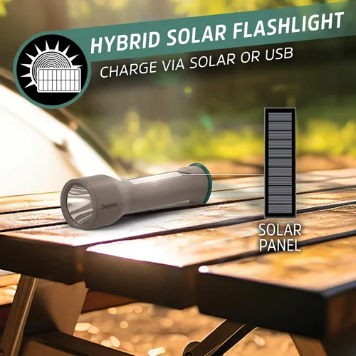 Vista 8 de Energizer S-600 Linterna LED recargable con opciones de alimentación de batería solar y AA, linternas superbrillantes IPX4 resistentes al agua