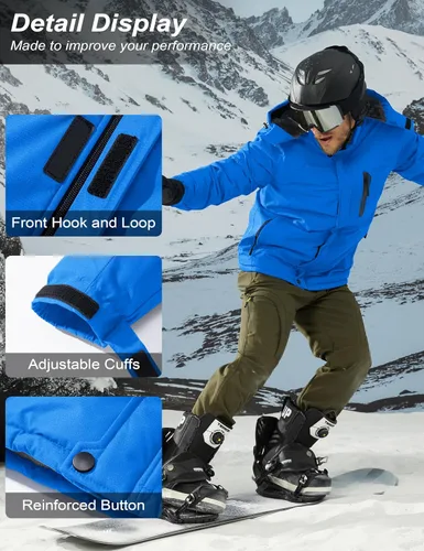 Vista 6 de MAGCOMSEN - Abrigos de invierno para hombre, impermeables, con forro polar, parka, con capucha, para esquiar, senderismo, trabajo