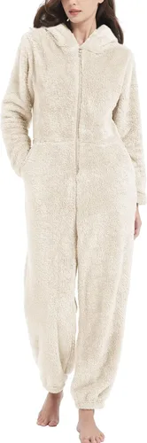 Vista 2 de Pijama con capucha de forro polar para mujer, con cremallera, ropa de dormir con orejas