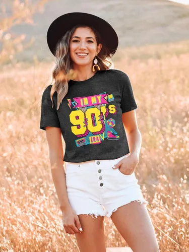 Vista 5 de Camisas de los años 80 para mujer, camiseta con estampado vintage de los años 80, ropa de fiesta casual de los años 80