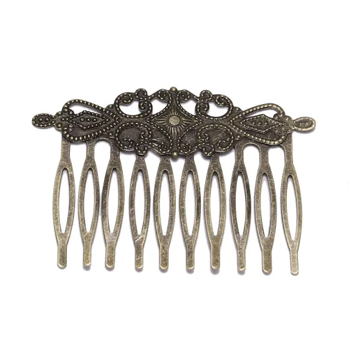 Vista 3 de 5 unids/lote 52 × 2.205 in pasadores de bronce antiguo dientes horquillas de metal hallazgos DIY peine de pelo suministros para la fabricación