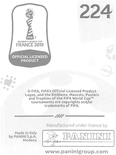 Vista 2 de Panini FIFA - Calcomanías para álbumes de la Copa Mundial Femenina de Francia 2019 (solo adhesivo individual) Fútbol #224 Rafaelle Brasil 2 pulgadas