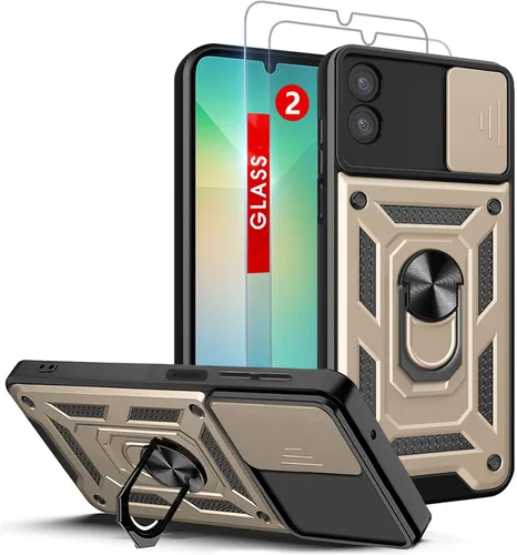 Vista 33 de Funda para teléfono Galaxy A06 4G: con protector de pantalla de 2 piezas, cubierta deslizante para cámara y soporte multiángulo para Samsung Galaxy