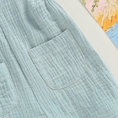 Vista 7 de Mubineo Mono básico de lino de algodón liso para bebé, niña, niño, sin mangas, mameluco para recién nacido