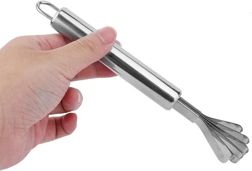 Vista 8 de Fdit Rascador de coco de acero inoxidable con diseño de cinco mandíbulas, herramienta de cocina multifuncional para el hogar con gancho accesorio
