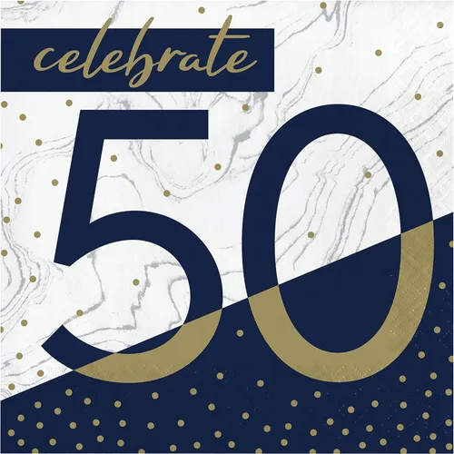 Vista 7 de Trendware Servilletas de cumpleaños número 18 azul marino y dorado, 48