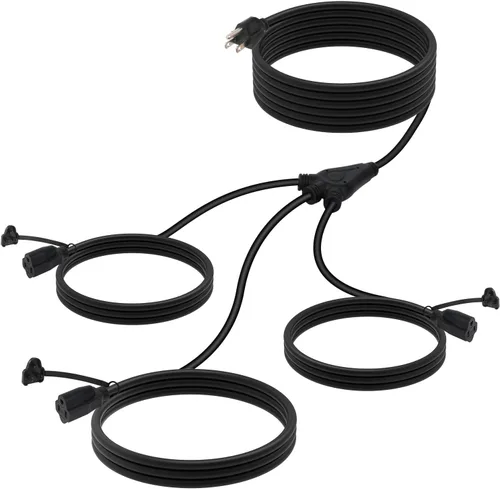 Vista 9 de EP 12 FT 16/3 SJTW - Cable de extensión para interiores, 1 a 3, divisor de Máximo 6 pies de extremo a extremo (12 pies en total) 3 clavijas