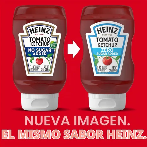 Vista 4 de Heinz Ketchup de tomate sin azúcar añadido (botella de 368 g)