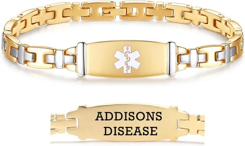 Vista 26 de LinnaLove Lady Medical Alert - Pulseras médicas de acero inoxidable para mujer, 7.5 pulgadas