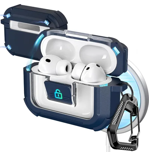 Vista 22 de R-fun Funda de carga compatible con AirPods de 2ª generación 2019, 1ª generación 2016, protección completa contra caídas, tapa desplegable