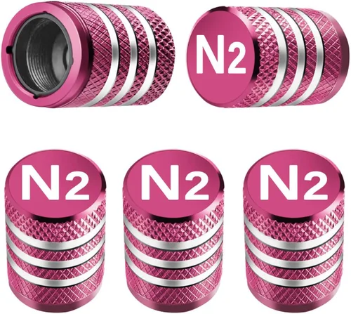 Vista 21 de Tapones para vástago de válvula de neumático, paquete de 5, tapa de aire de neumático N2, metal nitrógeno con forro de plástico, resistente a