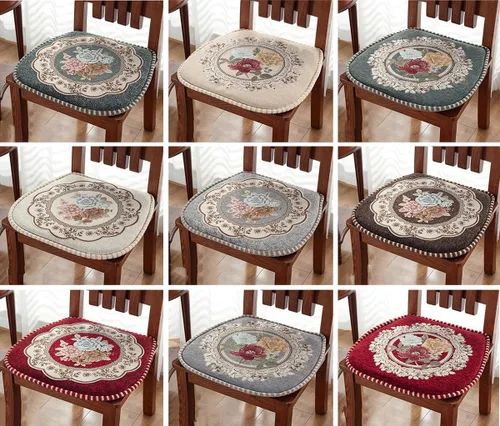Vista 2 de EORNOW Juego de cojines para silla de comedor con lazos, juego de 1/2/4, almohadillas antideslizantes para silla de comedor con funda extraíble