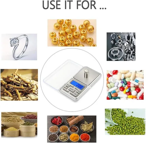 Vista 7 de Báscula digital de bolsillo, capacidad de 17.64 oz, balance de alta precisión de 0.00 oz, mini báscula de peso de recarga de gramos, báscula
