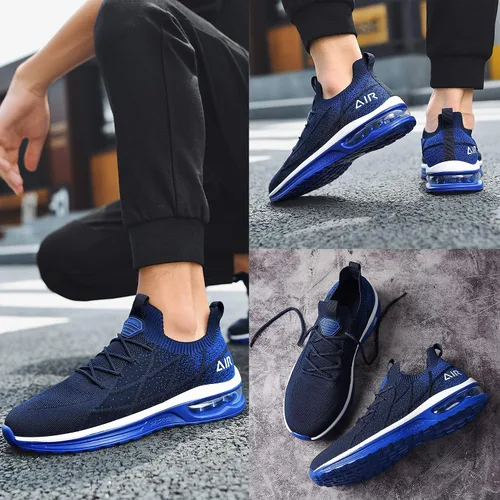 Vista 5 de IIV Zapatos deportivos para correr con aire para hombre, estilo casual, para caminar, atléticos, gimnasio, a la moda, ligeros, sin cordones