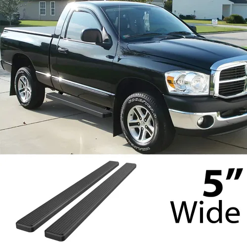 Vista 2 de APS Estribos de 5 pulgadas, color negro, compatibles con Dodge Ram 1500 2002-2008 Regular Cab & Ram 2500 3500 2003-2009