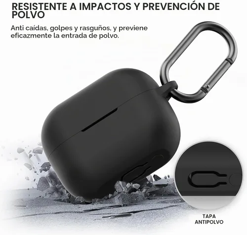 Vista 6 de AhaStyle Funda de silicona para Samsung Galaxy Buds 3 FE (2025) / Galaxy Buds3 Pro y Galaxy Buds 3 (2024) Funda protectora completa a prueba de Negro