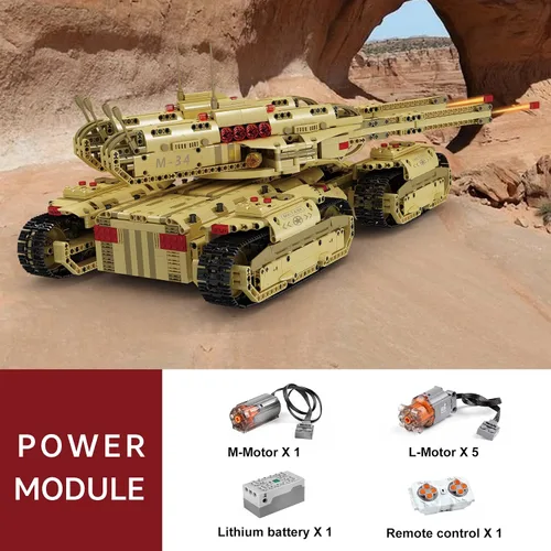 Vista 5 de Mould King 20011 Tecnología MOC Bloque de Construcción Mamut Tanque, Kit de Modelo de Tanque RC Recargable de Control Remoto para Adultos