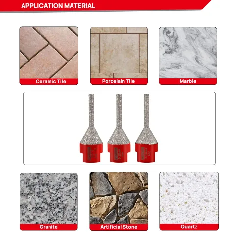 Vista 6 de DT-DIATOOL Broca de dedo de diamante con revestimiento de fresado para agrandar y pulir agujeros en azulejos de porcelana, cerámica, granito