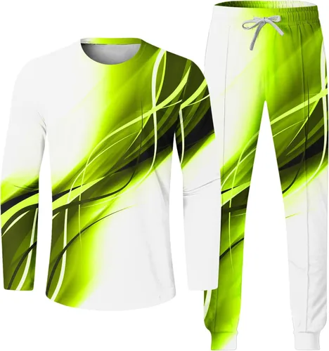 Vista 5 de Muscularfit Conjunto deportivo de 2 piezas para hombre, traje deportivo casual con cuello redondo, sin botones, pantalones deportivos para correr