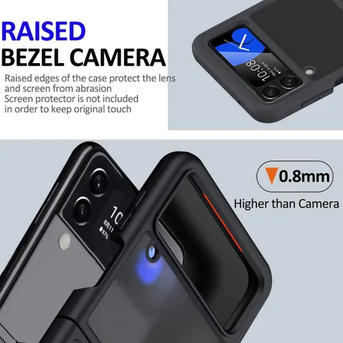 Vista 3 de Miimall Compatible con Samsung Galaxy Z Flip 4, panel de PC translúcido mate antihuellas con borde de TPU suave, funda protectora completa ultrafina