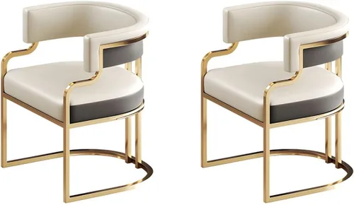 Vista 23 de Sillas de comedor de cocina para interiores, silla lateral tapizada para el hogar, silla con brazo de respaldo bajo, silla de comedor con piel
